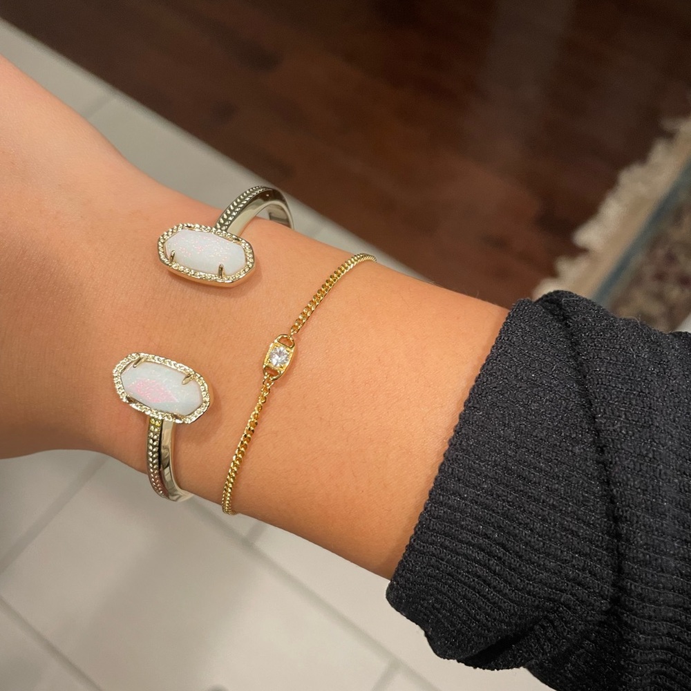 Kendra Scott Delaney Gold Vermeil Curb Chain Bracelet in White Sapphire